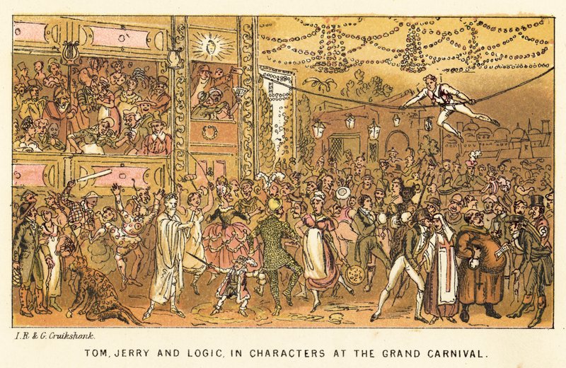 Tom, Jerry e Logic, in costume al Grand Carnival da Isaac, Robert and George Cruikshank