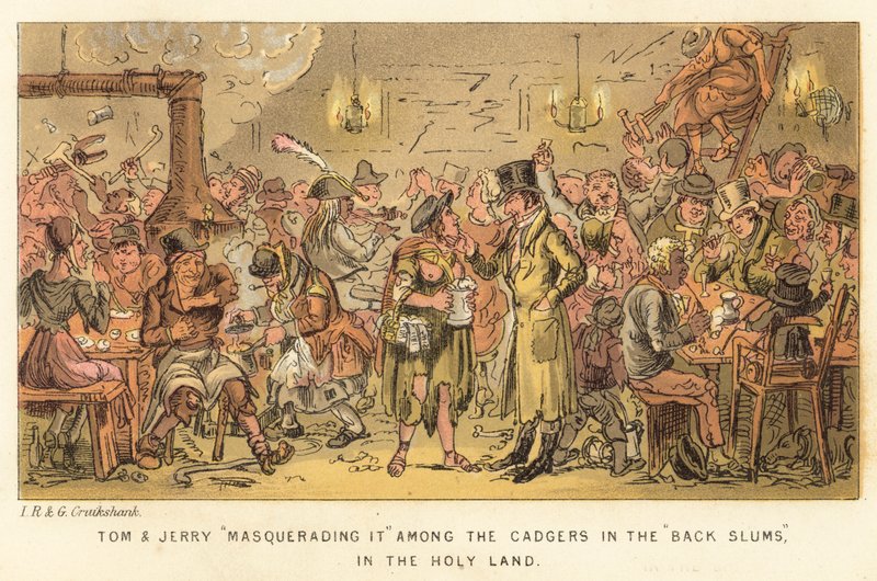 Tom e Jerry che si mascherano tra i mendicanti nei Back Slums, nella Terra Santa da Isaac, Robert and George Cruikshank