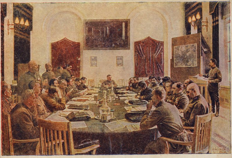 Riunione del Consiglio Militare Rivoluzionario, Russia Sovietica, c.1925-1934 da Isaak Israilevich Brodsky