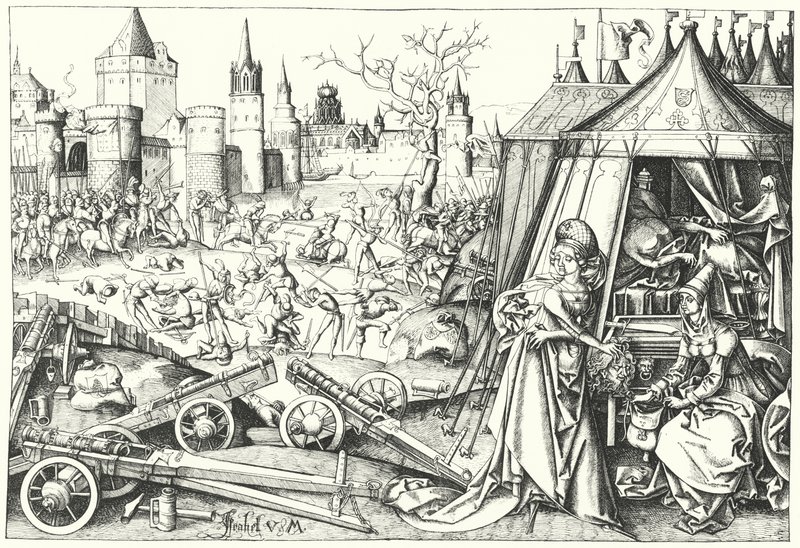 La decapitazione del generale assiro Oloferne da parte di Giuditta di Betulia, dal poema Giuditta da Israhel van the Elder Meckenem