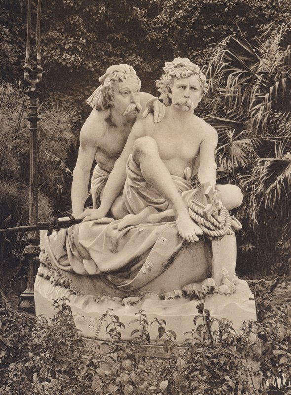 Sicilia / Sicily: Villa Giulia e Gruppo del Canaris, scult Civiletti (b/w photo) da Italian Photographer