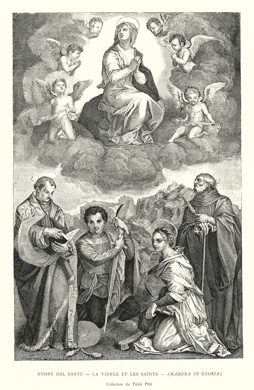 Andrea del Sarto, La Vergine e i Santi, Madonna in Gloria, Collezione del Palazzo Pitti (incisione) da Italian School