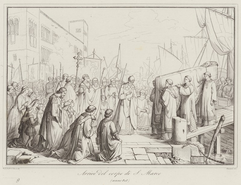 Arrivo del corpo di San Marco, 828 da Italian School