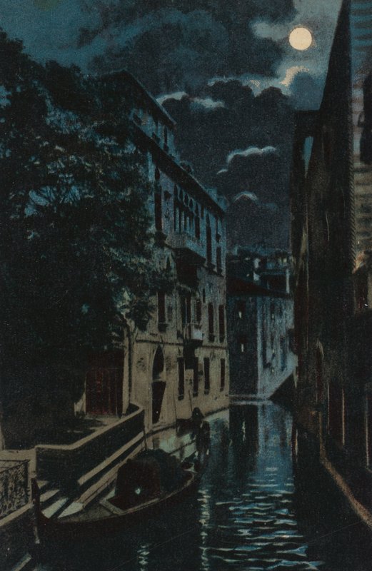 Canale posteriore, Venezia (litografia a colori) da Italian School