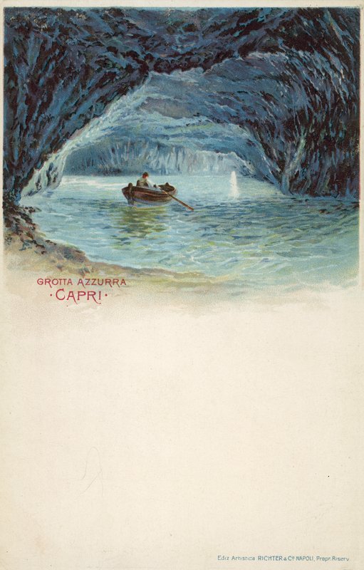 Grotta Azzurra, Capri (litografia a colori) da Italian School