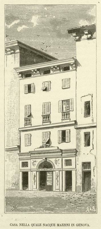 Casa nella quale nacque Mazzini a Genova (incisione) da Italian School