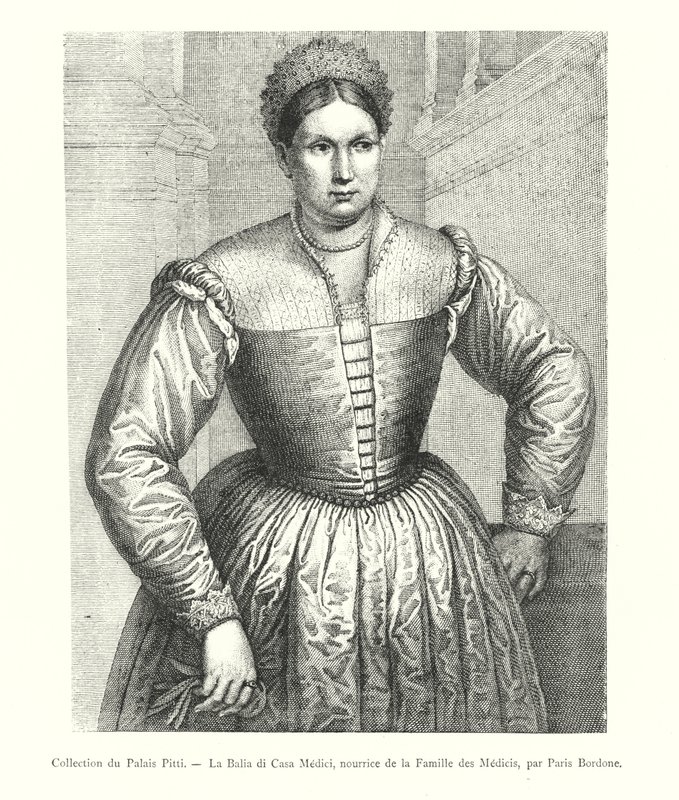 Collection du Palais Pitti, La Balia di Casa Medici, nourrice de la Famille des Medicis, par Paris Bordone da Italian School