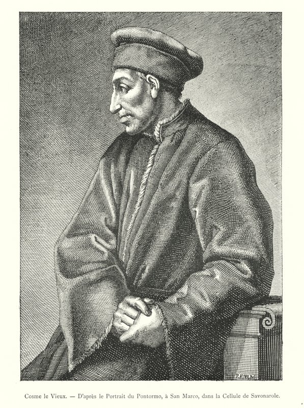 Cosimo il Vecchio, dal ritratto del Pontormo, a San Marco, nella cella di Savonarola (incisione) da Italian School