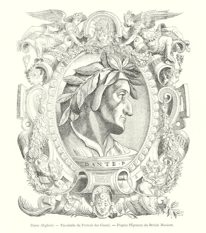 Dante Alighieri, fac-simile del ritratto dei Giunti, secondo la prova del British Museum da Italian School