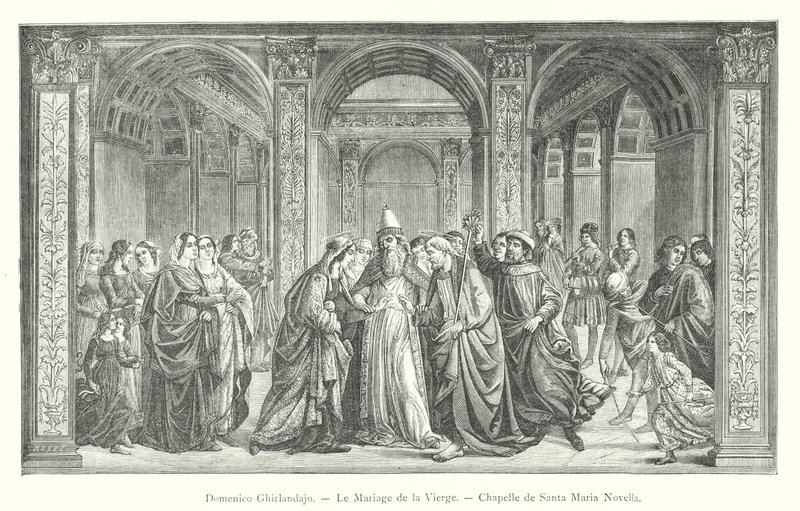 Domenico Ghirlandaio, Le nozze della Vergine, Cappella di Santa Maria Novella (incisione) da Italian School