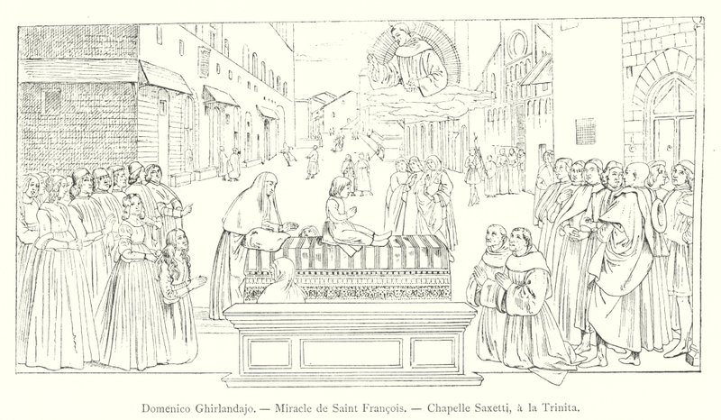 Miracolo di San Francesco, Cappella Sassetti, alla Trinità (incisione) da Italian School