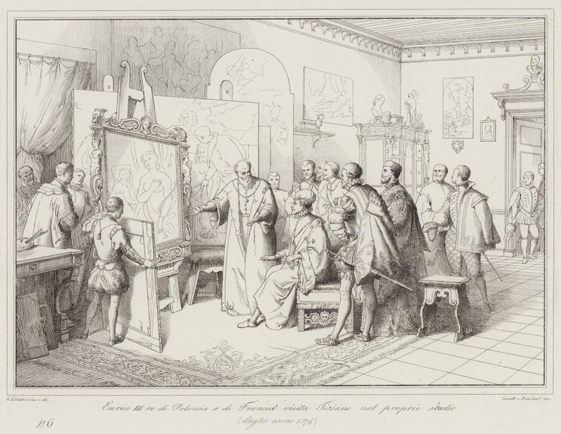 Enrico III re di Polonia e di Francia visita Tiziano nel proprio studio da Italian School
