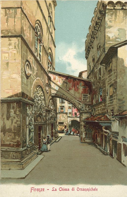 Florence, Italy, La Chiesa Di Orsanmichele (colour litho) da Italian School
