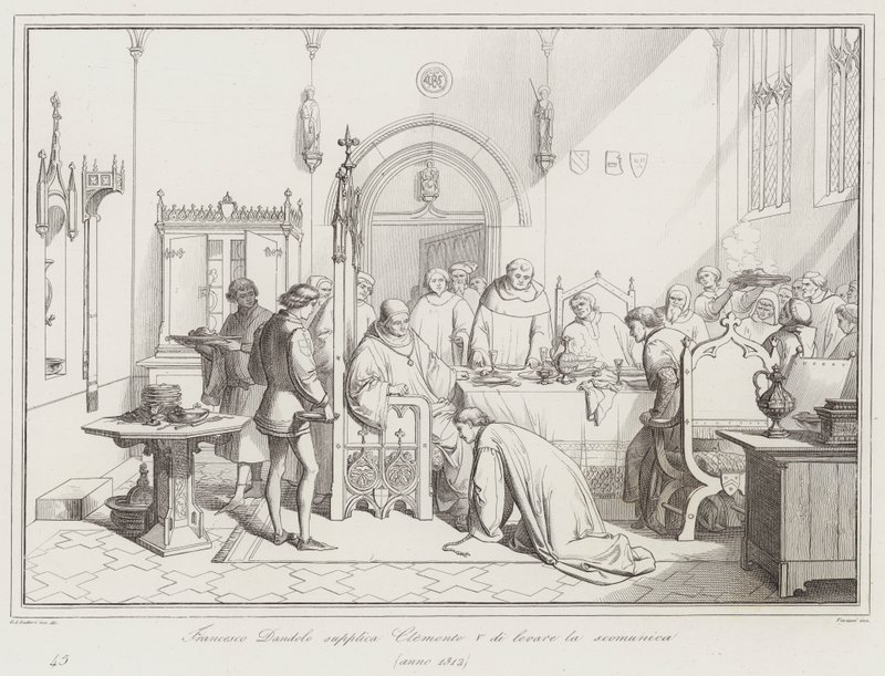 Francesco Dandolo supplica Clemente V di togliere la scomunica da Italian School