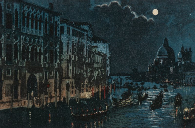 Canal Grande e Salute (litografia a colori) da Italian School