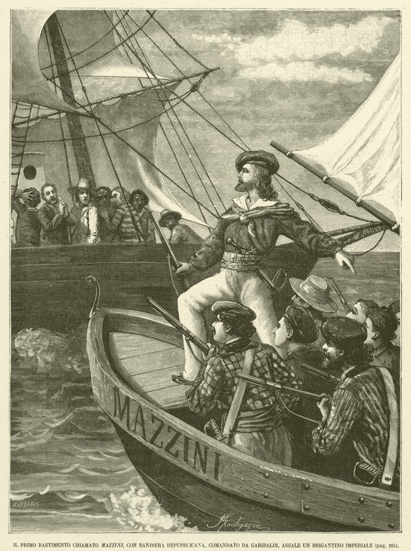 Il Primo Bastimento Chiamato Mazzini, Con Bandiera Repubblicana, Comandato da Garibaldi, Assale Un Brigantino Imperiale da Italian School