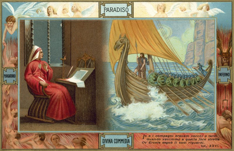 Illustrazione per la Divina Commedia di Dante (litografia a colori) da Italian School