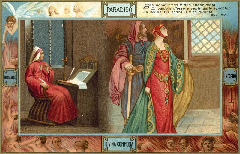 Illustrazione per la Divina Commedia di Dante (litografia a colori) da Italian School