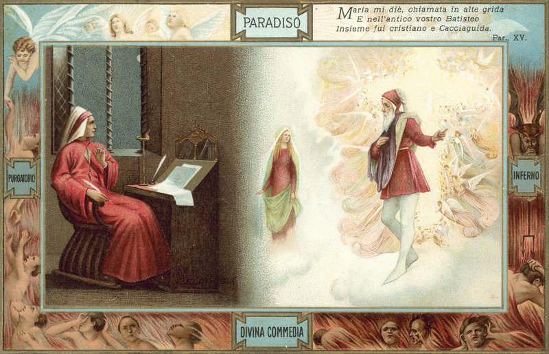 Illustrazione per la Divina Commedia di Dante (litografia a colori) da Italian School