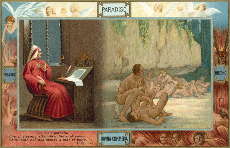 Illustrazione per la Divina Commedia di Dante (litografia a colori) da Italian School
