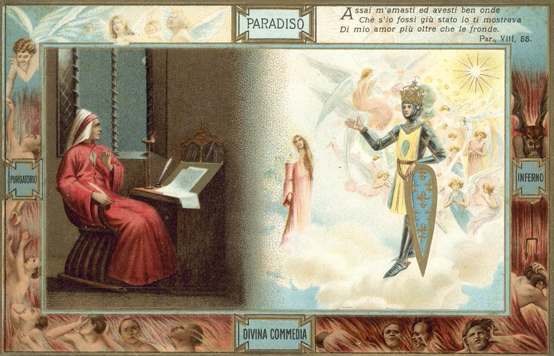 Illustrazione per la Divina Commedia di Dante (litografia a colori) da Italian School