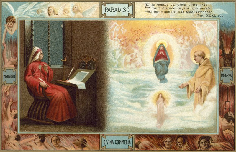 Illustrazione per la Divina Commedia di Dante (litografia a colori) da Italian School