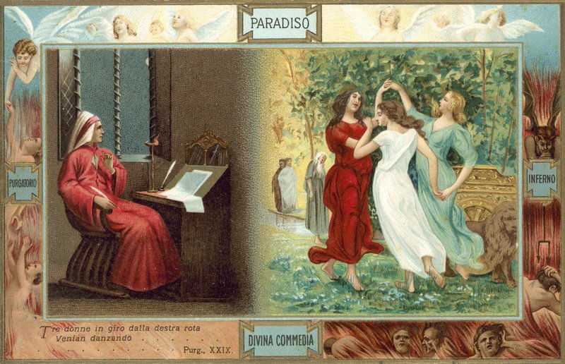 Illustrazione per la Divina Commedia di Dante (litografia a colori) da Italian School