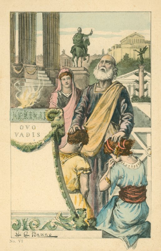 Illustrazione per il romanzo Quo Vadis di Henryk Sienkiewicz (litografia a colori) da Italian School