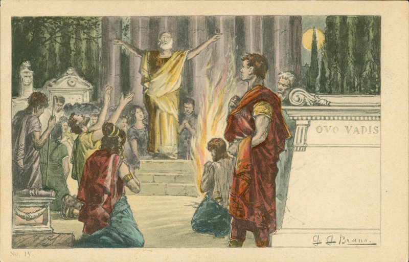 Illustrazione per il romanzo Quo Vadis di Henryk Sienkiewicz (litografia a colori) da Italian School