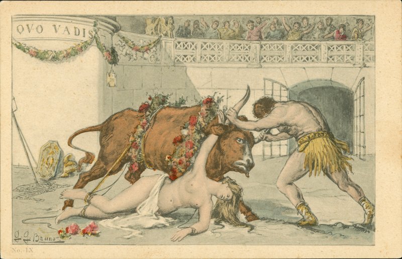 Illustrazione per il romanzo Quo Vadis di Henryk Sienkiewicz (litografia a colori) da Italian School
