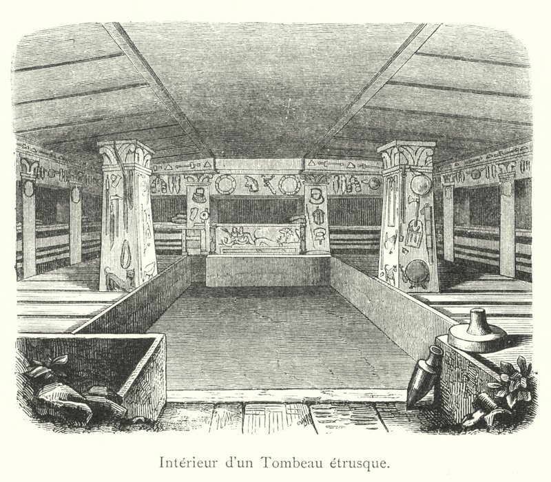 Interno di una tomba etrusca da Italian School