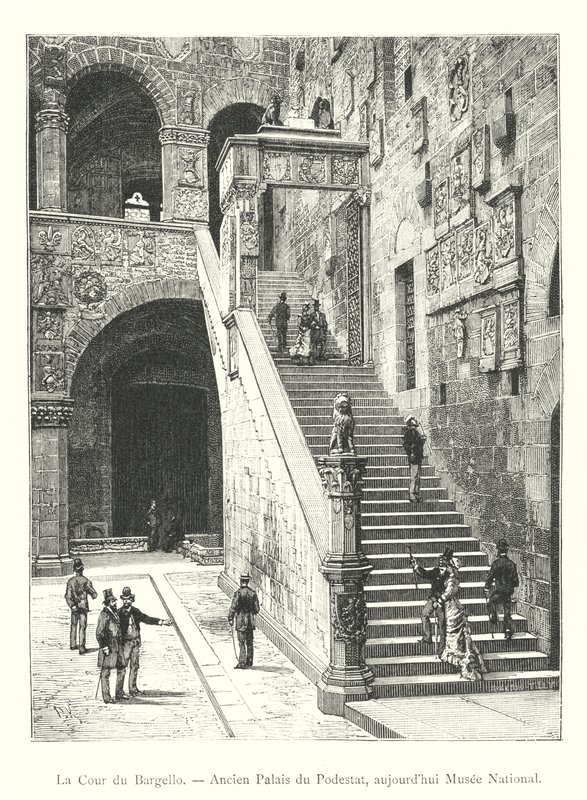 La corte del Bargello, antico palazzo del Podestà, oggi Museo Nazionale (incisione) da Italian School