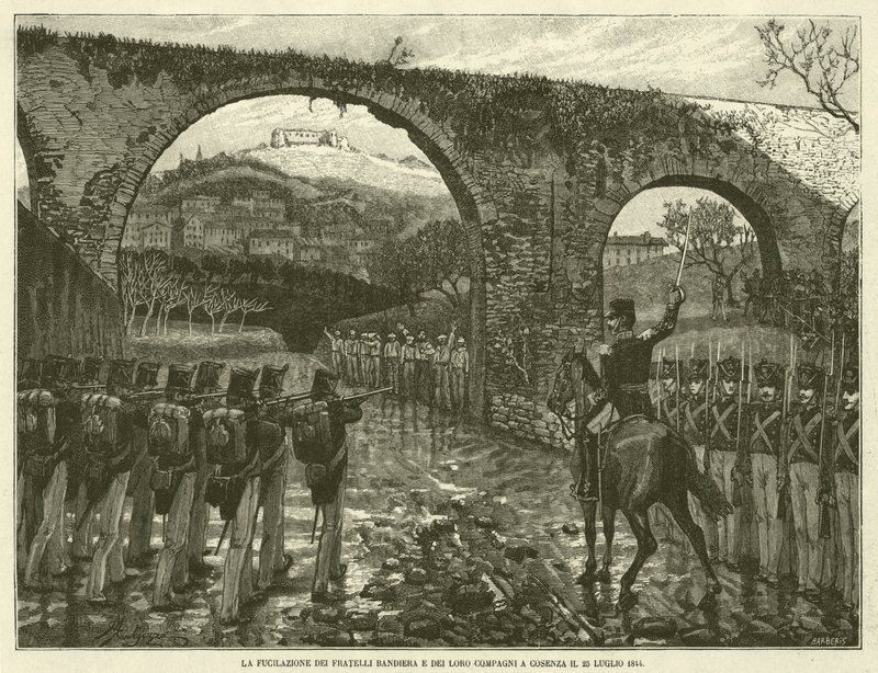 La Fucilazione dei Fratelli Bandiera e Dei Loro Compagni a Cosenza il 25 Luglio 1844 (incisione) da Italian School