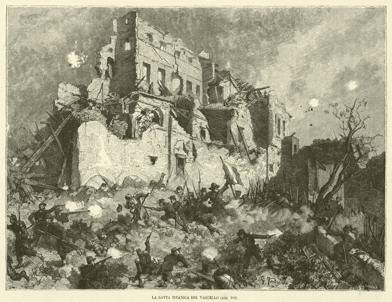 La lotta titanica del vascello (incisione) da Italian School