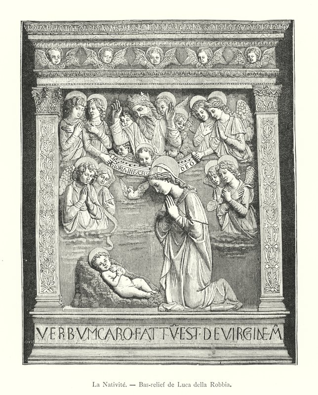 La Natività, Bassorilievo di Luca della Robbia (incisione) da Italian School