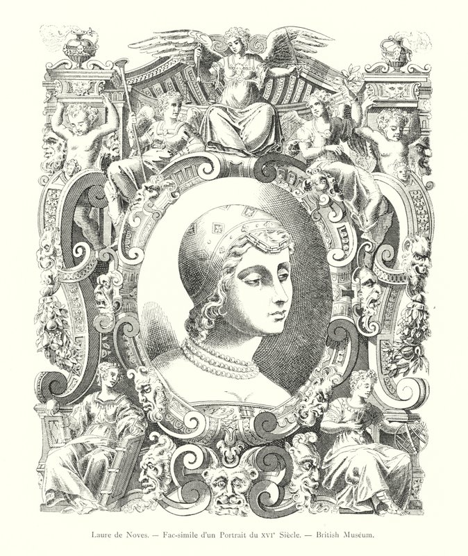 Laura de Noves, Fac-simile di un ritratto del XVI secolo, British Museum (incisione) da Italian School
