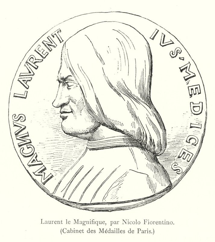 Lorenzo il Magnifico, di Niccolò Fiorentino, Gabinetto delle Medaglie di Parigi (incisione) da Italian School