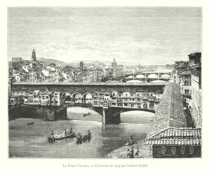 Il Ponte Vecchio, costruito nel 1345 da Taddeo Gaddi da Italian School