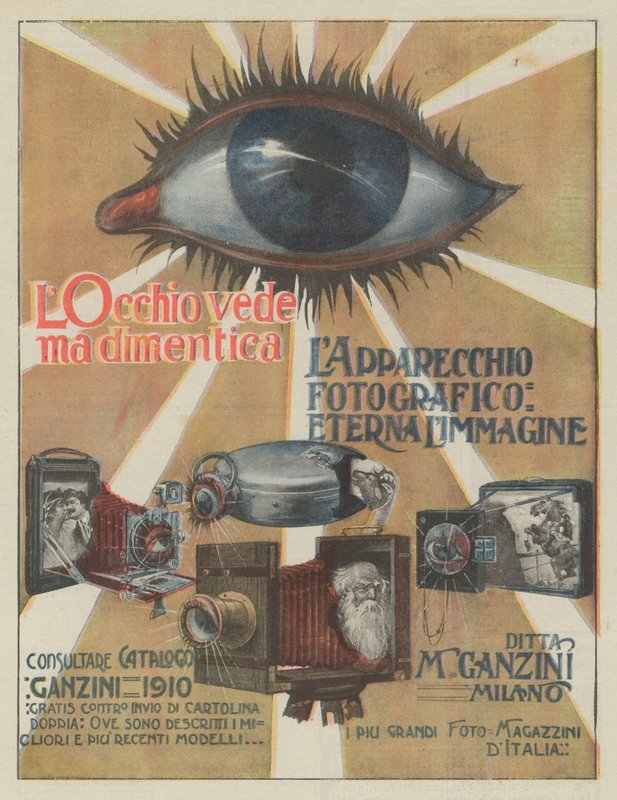 M Ganzini, Milano (litografia a colori) da Italian School