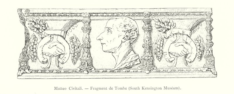 Matteo Civitali, Frammento di Tomba, South Kensington Museum (incisione) da Italian School