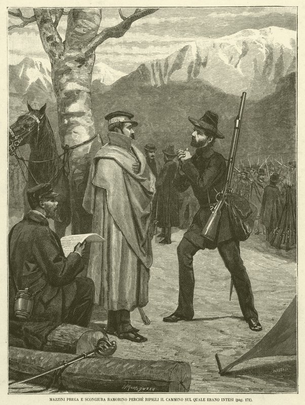 Mazzini prega e scongiura Ramorino perché ripigli il cammino sul quale erano intesi (incisione) da Italian School