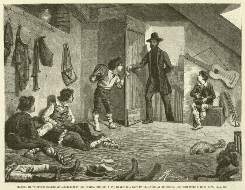 Mazzini Trovò Questi Disgraziati Alloggiati in Una Stanza Comune Ai Più Grandi Era Dato Un Organino, Ai Più Piccoli Uno Scoiattolo O Topo Bianco da Italian School