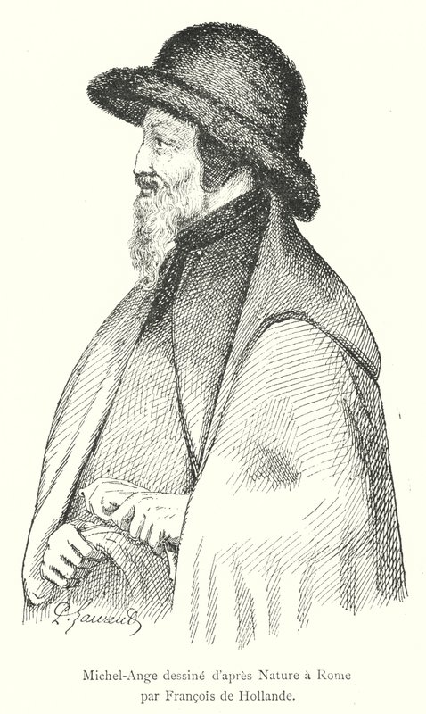 Michelangelo disegnato dal vivo a Roma da Francesco d