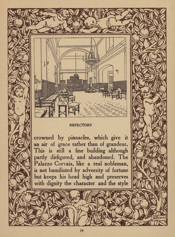 Pagina della brochure del San Domenico Palace Hotel, Taormina (litografia) da Italian School