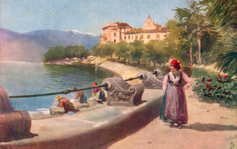 Pallanza, Lake Maggiore, Italy (colour litho) da Italian School
