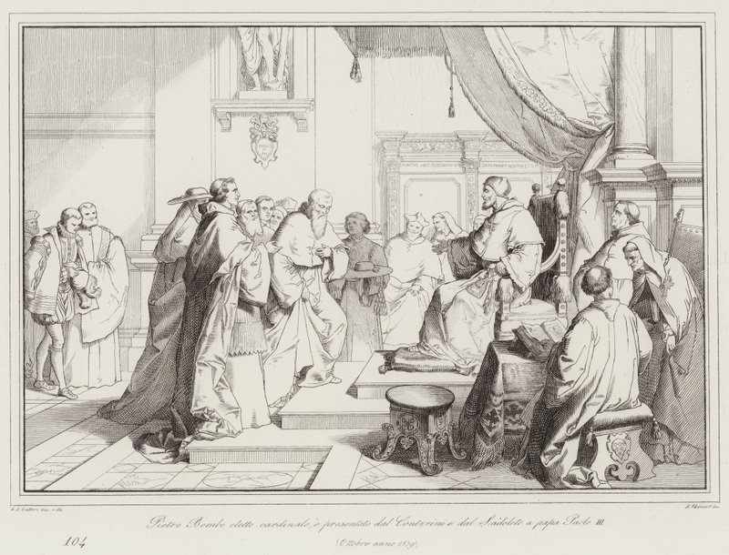 Pietro Bembo eletto cardinale, e presentato dal Contarini e dal Sadoleto a papa Paolo III da Italian School