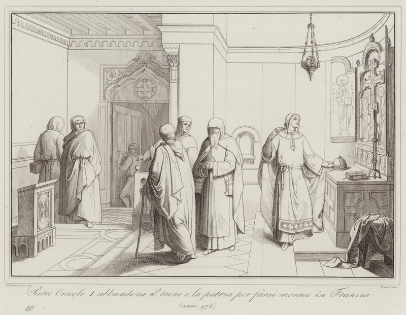 Pietro Orseolo I abbandona il trono e la patria per farsi monaco in Francia, 978 da Italian School