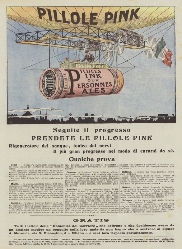 Pillole rosa (litografia a colori) da Italian School