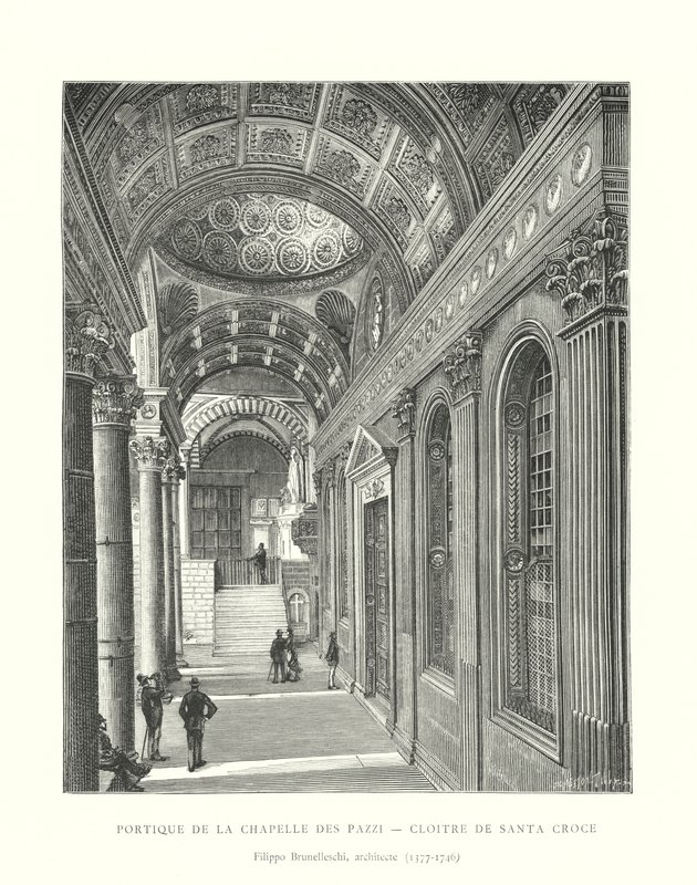 Portico della Cappella dei Pazzi, Chiostro di Santa Croce, Filippo Brunelleschi, architetto da Italian School