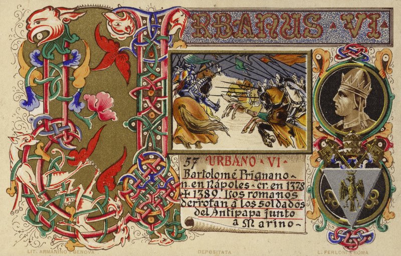 Commemorazione stampata di Papa Urbano VI da Italian School